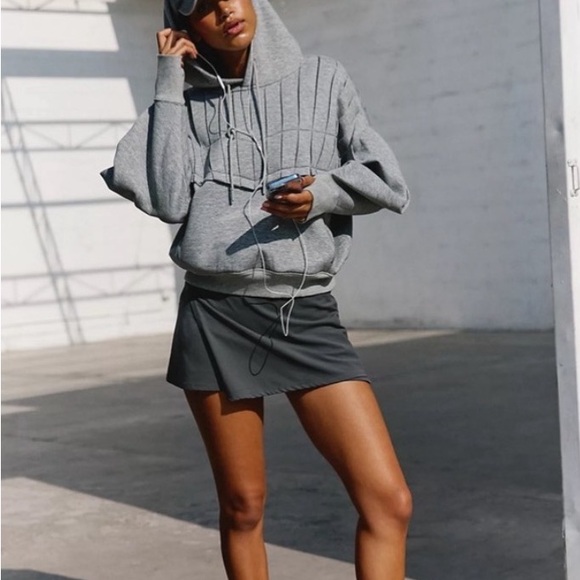 NWOT FP Movement by Free People Pick it Up Pleated Pullover Gray Hoodie - Picture 8 of 14